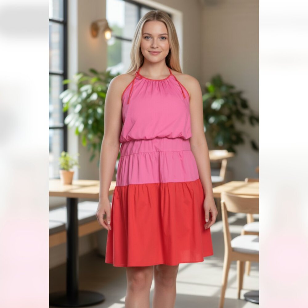 NWT Maggi London Times Curve Laureen Midi Poplin Tired Midi Dress